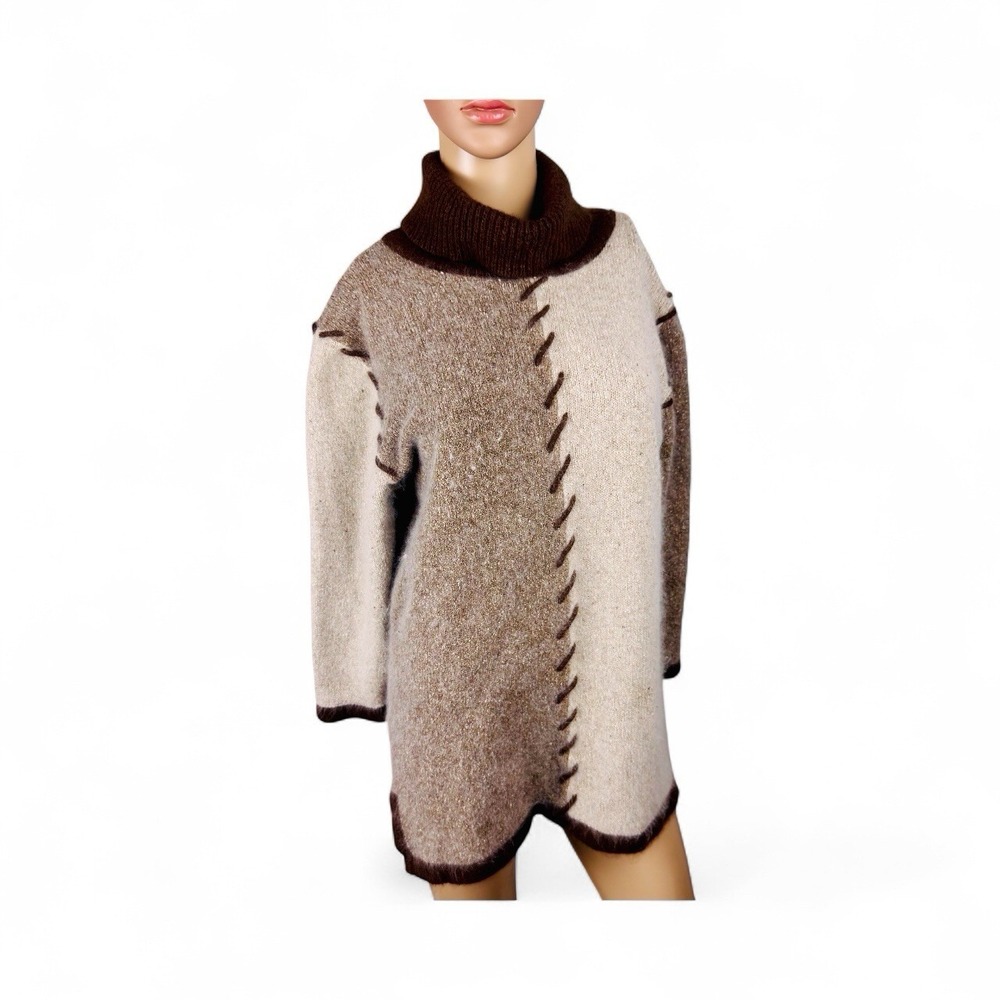 Segue Vintage Silk, Angora & Lambswool blend Turtleneck Sweater‎ Sz M Fuzzy Soft